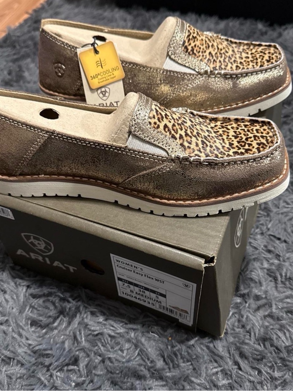 Ariat Metallic Brown Leopard-Print Slip-On Loafers